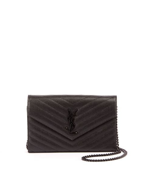 ysl black on black wallet on chain regular vs small|ysl monogram wallet price.